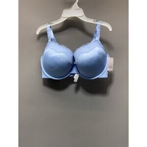 Auden Bra The Daydream Demi Coverage Light Lift T-Shirt Lace Trim Blue 38DD